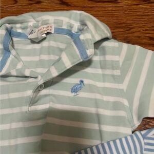 The Beaufort Bonnet Company Mint and White Striped Polo
